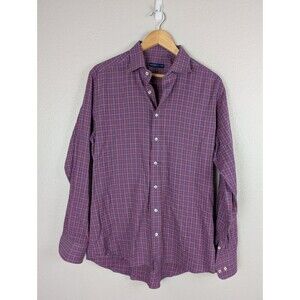 Etro‎ 41 Slim Fit Purple Check Long Sleeve Button Down Shirt Chest 44 Inch 160